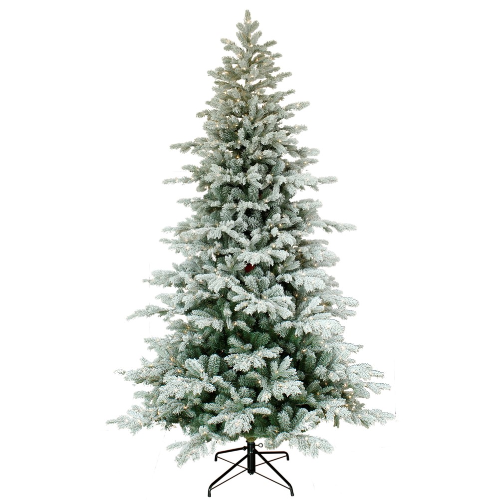 7.5FT Slim Flocked Kelford Fir Pre-Lit Puleo Christmas Tree | AT82